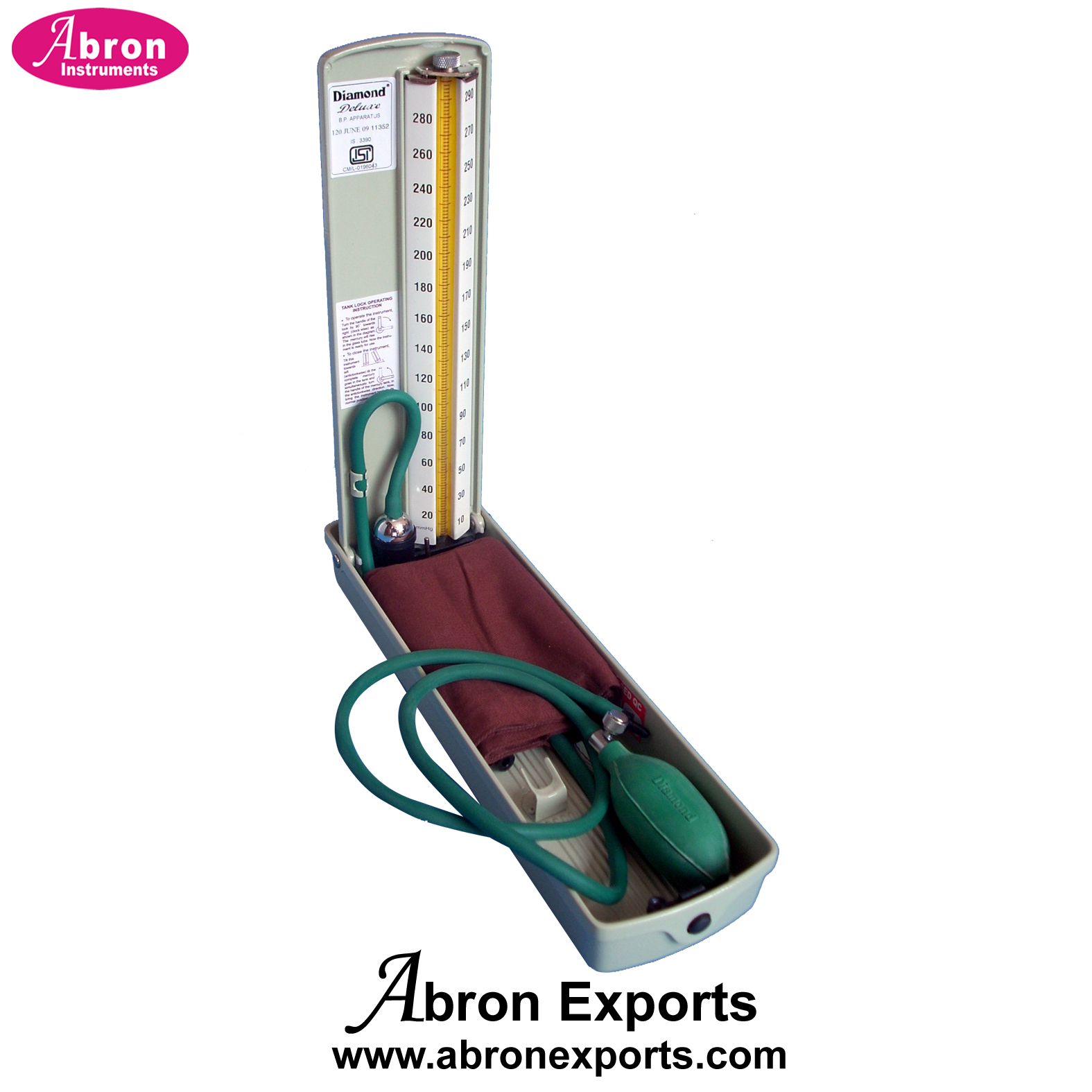 Pharmacy BP Apparatus with ARM strap Mercury type ISI Sphygmomanometer For Measuring Blood Pressure Lab Demo Use Human Physiology Abron ABM-2751AM AB-72M